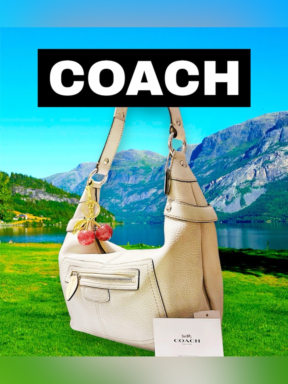 Vintage style Coach soho Shoulder Bag Cream soft Leather - Picture 7 of 17